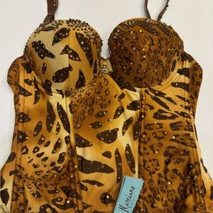 Y2K Marciano Leopard Print Bustier Bra Embellished size 34D